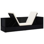 Lit de jardin chaise longue transat avec coussin et oreillers résine tressée noir 02_0012001