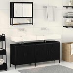 vidaXL Ensemble de mobilier de salle de bain avec étagère 3 Pièces Noir