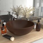 vidaXL Lavabo rond salle de bain Marron foncé mat 32 5x14 cm Céramique