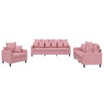 vidaXL Ensemble de canapés 3 Pièces avec coussins Rose Velours