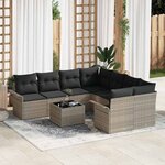 vidaXL Ensemble de canapé de jardin 9 Pièces Gris clair Poly rotin