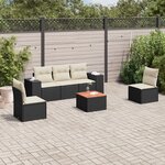 vidaXL Salon de jardin 6 Pièces avec coussins noir résine tressée