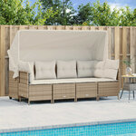 vidaXL Salon de jardin avec coussins 5 Pièces beige résine tressée