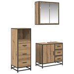 vidaXL Ensemble de mobilier de salle de bain 3 Pièces chêne artisanal