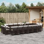vidaXL Ensemble à manger de jardin et coussins 17 Pièces marron rotin
