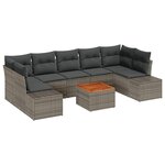vidaXL Ensemble de canapé de jardin avec coussin 8 Pièces Gris Poly rotin