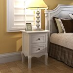 vidaXL Table de chevet 2 Pièces avec 2 tiroirs MDF Blanc