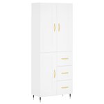 vidaXL Buffet haut Blanc 69 5x34x180 cm Bois d'ingénierie