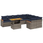 vidaXL Salon de jardin 10 Pièces avec coussins gris résine tressée