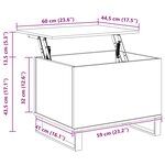 vidaXL Table basse Chêne noir 60 x 44 5 x 45 cm