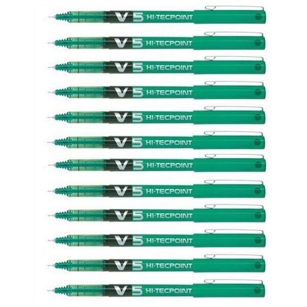 Stylo roller Hi-Tecpoint V5 Encre liquide Pointe Fine Vert x 12 PILOT
