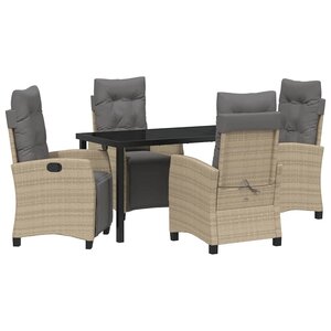vidaXL Ensemble de salle à manger pour jardin 5 Pièces Beige polyrotin