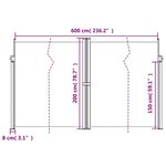 vidaXL Auvent latéral rétractable anthracite 200x600 cm
