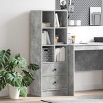 vidaXL Haut Armoire Gris béton 45 5 x 34 x 127 cm Bois d'ingénierie