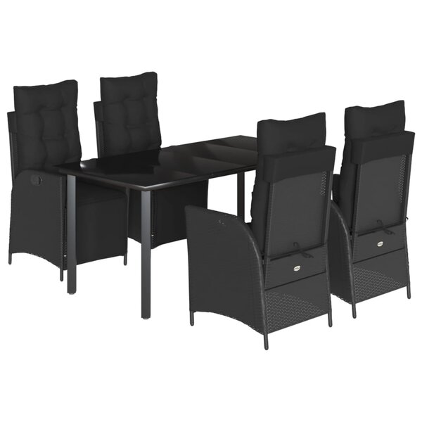 vidaXL Ensemble à manger de jardin coussins 5Pièces Noir Résine tressée