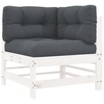 vidaXL Salon de jardin 6 Pièces avec coussins blanc bois massif