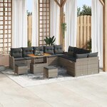 vidaXL Ensemble de canapé de jardin 13 Pièces Gris polyrotin