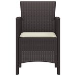 vidaXL Chaises de Jardin avec Coussins 4 Pièces Marron Poly Rattan