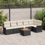 vidaXL Ensemble de canapé de jardin 7 Pièces Noir  Crème 55 x 55 x 37 cm