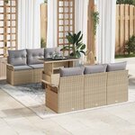 vidaXL Ensemble de canapé de jardin 7 Pièces Beige Poly rotin