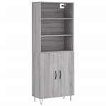 vidaXL Buffet haut Sonoma gris 69 5x34x180 cm Bois d'ingénierie