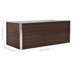 vidaXL Jardinière 160 x 80 x 45 cm Acier galvanisé Marron