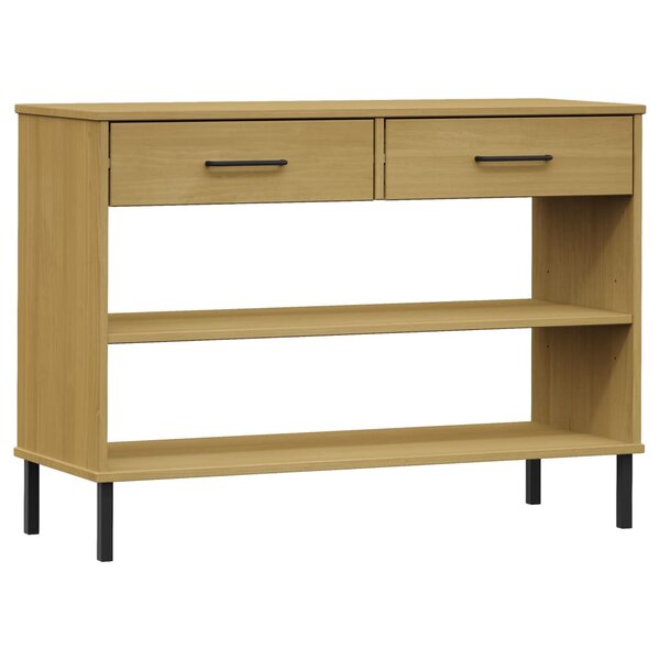 vidaXL Armoire console avec pieds en métal Marron Bois pin massif OSLO