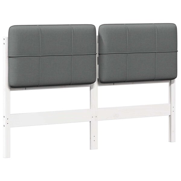 vidaXL Tête de lit capitonnée Blanc et gris clair 120 cm Pin massif