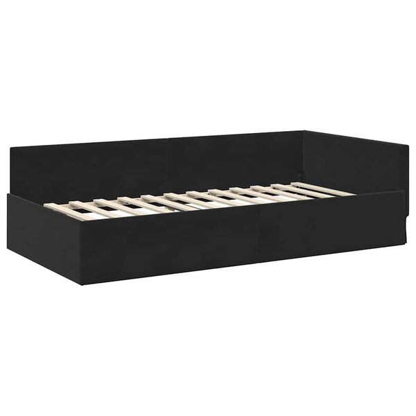 vidaXL Cadre de lit d'angle Autre avec tête de lit Noir 80 x 200 cm