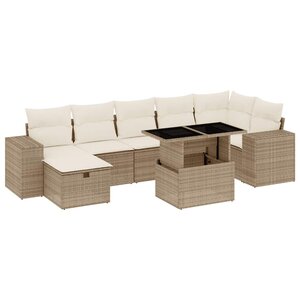 vidaXL Salon de jardin avec coussins 8 Pièces beige résine tressée