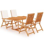 vidaXL Ensemble à manger de jardin 5 Pièces coussins Bois de teck massif