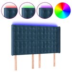 vidaXL Tête de lit à LED Bleu foncé 147x16x118/128 cm Velours