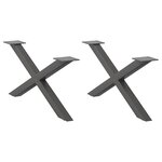 vidaXL Pieds de table basse en forme de X  2 pièces  anthracite  70 x (30-31) cm  acier