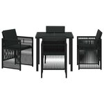 vidaXL Ensemble de salle à manger pour jardin 5 Pièces Noir Poly rotin