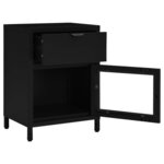 vidaXL Table de chevet Noir 40x30x54 5 cm Acier et verre