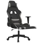 vidaXL Chaise de jeu avec repose-pied Noir et gris clair Tissu