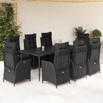 vidaXL Ensemble à manger de jardin 9Pièces coussins noir résine tressée