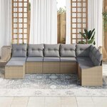 vidaXL Ensemble de canapé de jardin 8 Pièces Beige et Gris clair