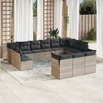 vidaXL Salon de jardin avec coussins 13 Pièces gris clair résine tressée