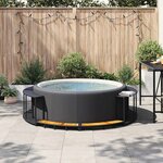 vidaXL Cadre de bain à remous rangement et marche noir résine tressée