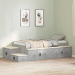 vidaXL Cadre de lit avec rangement Gris béton 80 cm Bois d'ingénierie