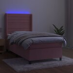 vidaXL Sommier à lattes de lit matelas et LED Rose 90x200 cm Velours