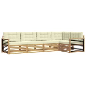 vidaXL Ensemble de canapés d'extérieur 6 Pièces Blanc et crème Polyester