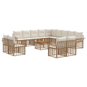 vidaXL Ensemble de canapés d'extérieur 14 pc Blanc Naturel et Crème