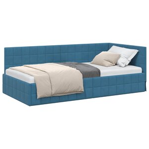 vidaXL Cadre de lit d'angle Bleu 100 x 200 cm Velours