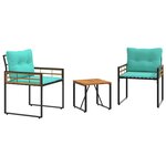 vidaXL Ensemble de meubles d'extérieur 3 pc Turquoise
