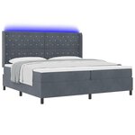 vidaXL Lit à Ressorts avec Matelas LED Gris foncé 200 x 200 cm Velours