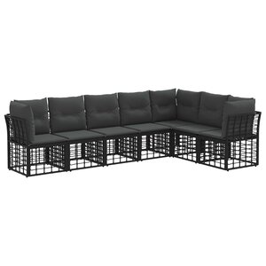 vidaXL Ensemble de canapés d'extérieur Noir Polyester