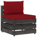Vidaxl salon de jardin 4 places avec coussins bois imprégné de gris