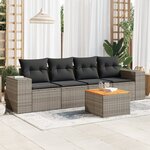 vidaXL Salon de jardin 5 Pièces avec coussins gris résine tressée